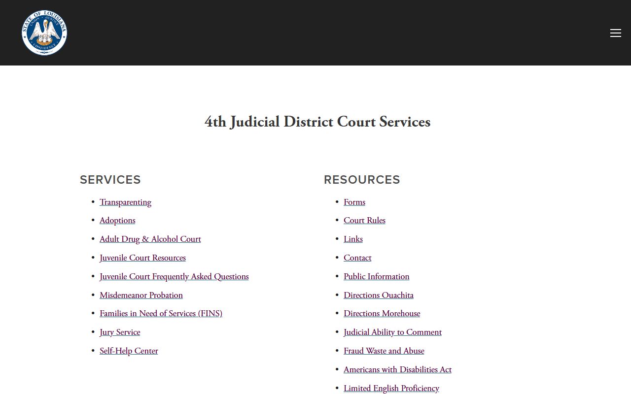 Morehouse Parish court dockets 4th JDC services