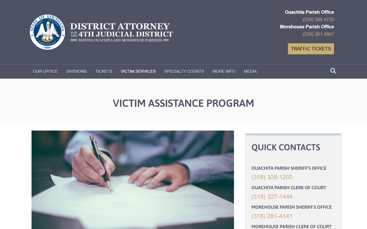 Morehouse Parish criminal court records DA victim assistance