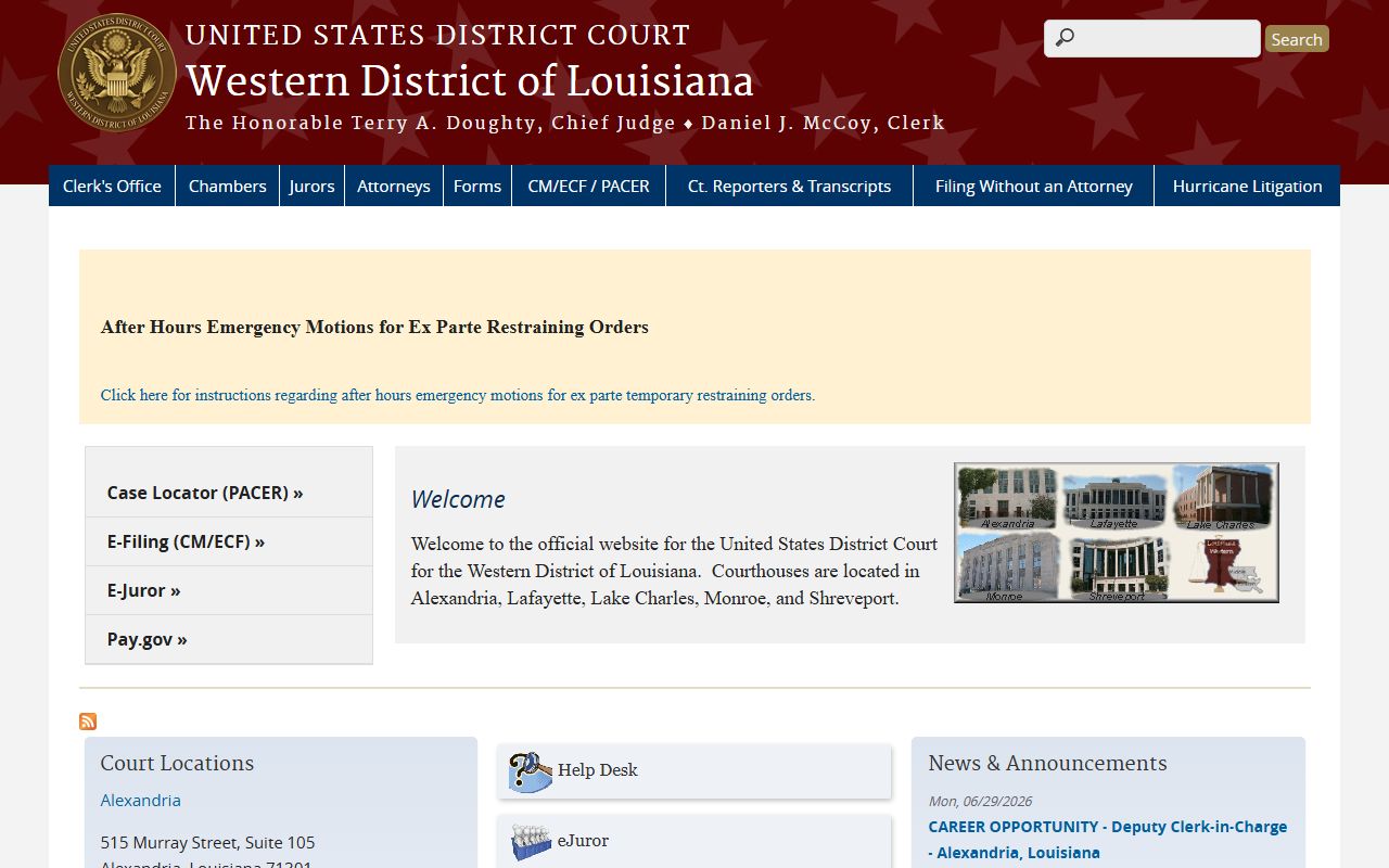 Morehouse Parish District Court Western District of Louisiana federal records