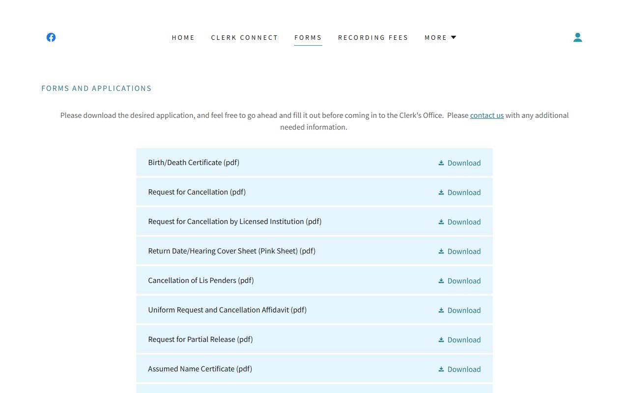 Morehouse Parish court records Clerk forms and fee PDFs