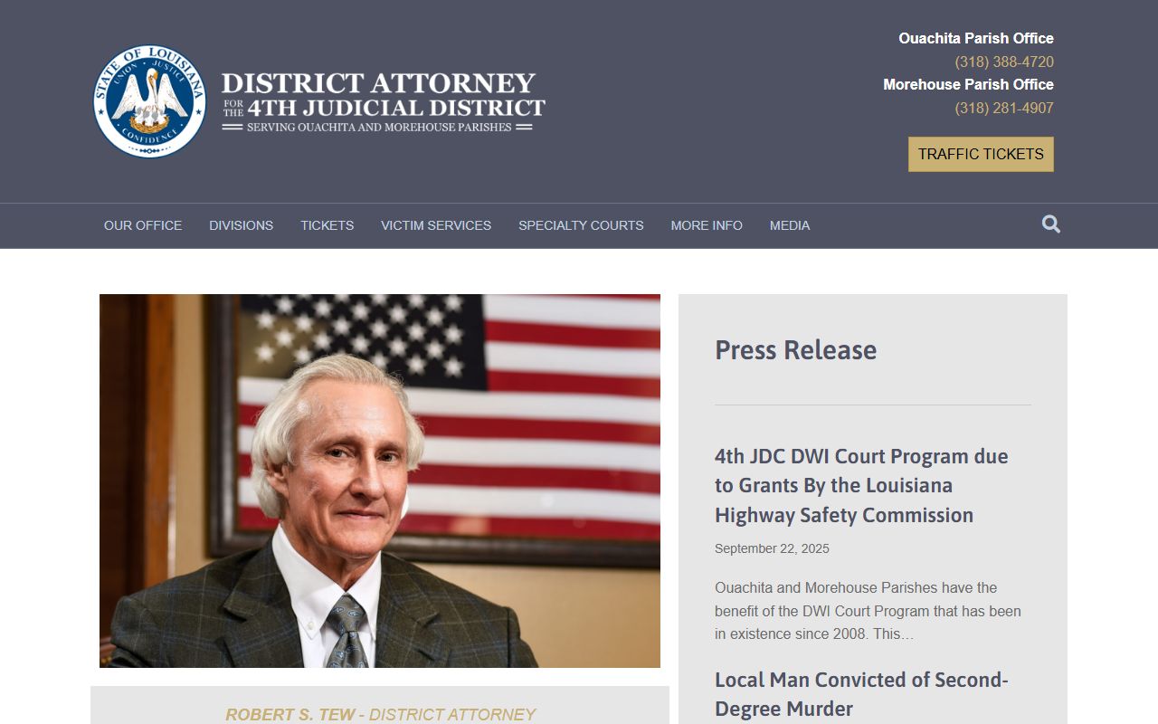 Morehouse Parish court records Fourth Judicial District Attorney homepage